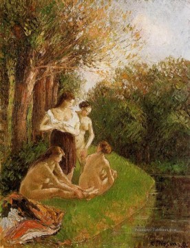 baigneurs 2 1895 Camille Pissarro Peinture à l'huile